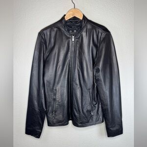 Lucky Brand Men’s Black Lamb Leather Moto Jacket Size S Zip Up Biker Jacket